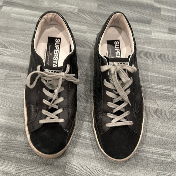 Golden Goose Superstar Black Python and Suede Sneakers, worn 4 times, size 10 W - Picture 1 of 9